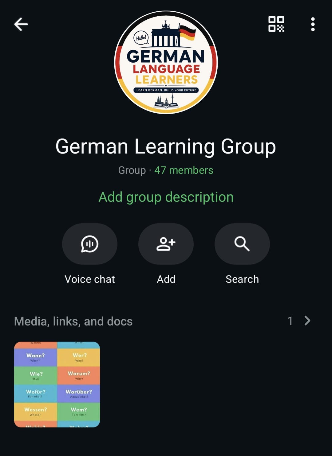 WhatsApp German Learning Group with 47 members